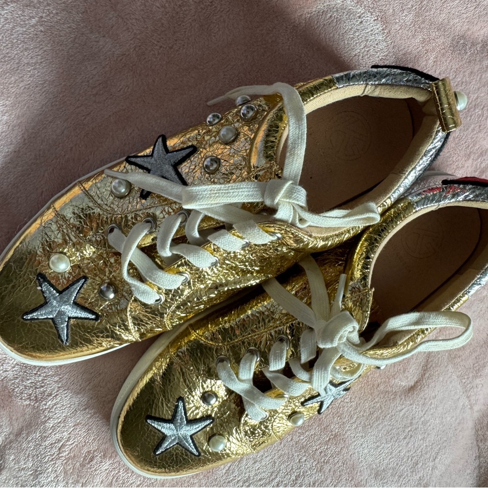 Kurt Geiger Metallic Gold and Silver Star Sneakers